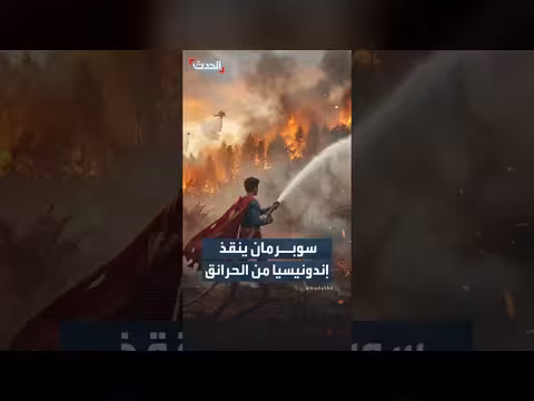 مراهق يرتدي زي سوبرمان يقاتل حرائق إندونيسيا إلى جانب والده
