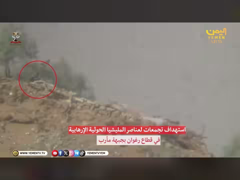 استهداف تجمعات عناصر الحوثيين في قطاع رغوان بجبهة مأرب