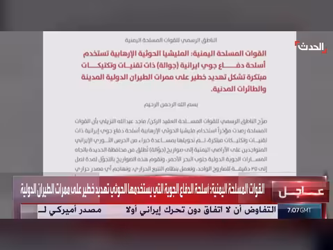 الحوثيون يستخدمون أسلحة دفاع جوي إيرانية بتقنيات متطورة تهدد الطيران الدولي