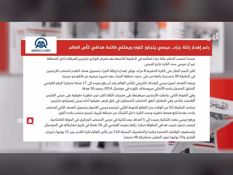 ميسي يتصدر قائمة هدافي كأس العالم