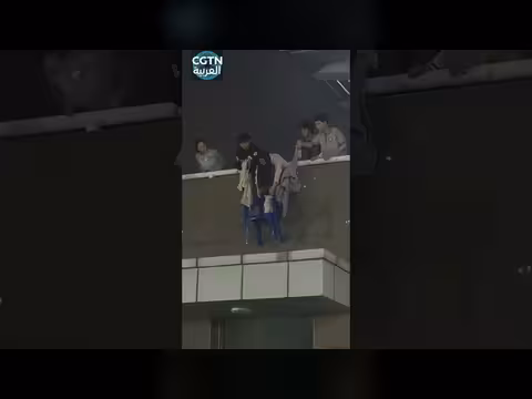 طلاب ينقذون قطة علقت على شرفة
