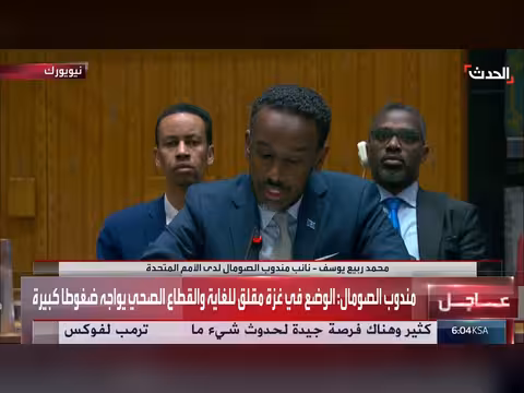 نائب مندوب الصومال يطالب إسرائيل بالانسحاب الكامل من الأراضي السورية