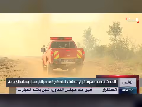 جهود إطفاء حرائق جبال باجة في تونس