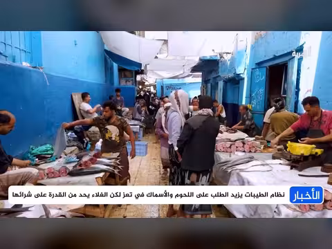 موسم الطيبات يرفع الطلب على اللحوم والأسماك في تعز